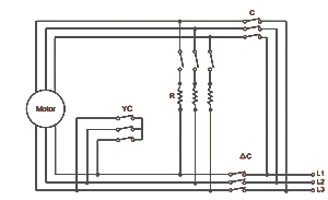 Y- ∆ Resistor starting schematic